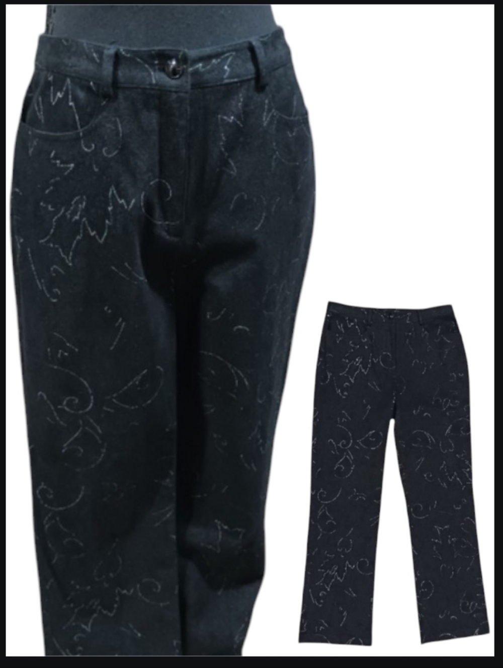 Etcetera Brushed Velveteen Paisley Print Metallic Thread Pants